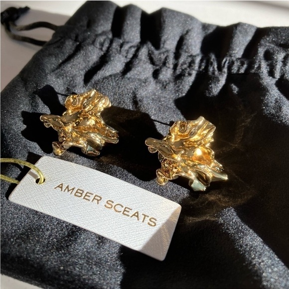 Amber Sceats Reese 24k Gold GP Reese PIERCED/post 
Earrings Gold Nugget new - Picture 5 of 12
